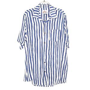 NEW Billy ALOHA Mens Blue White Striped Short Sleeve Shirt Size XXL